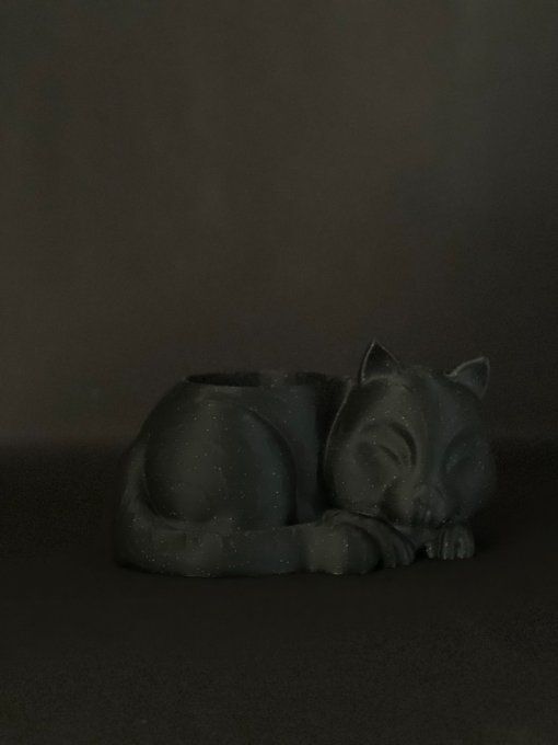 Chat "boule" - pot pour mini plante