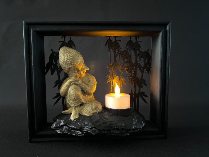 Cadre Buddha tealight-bambou