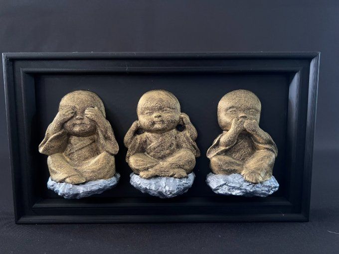  Cadre Buddha ne pas voir, dire, entendre