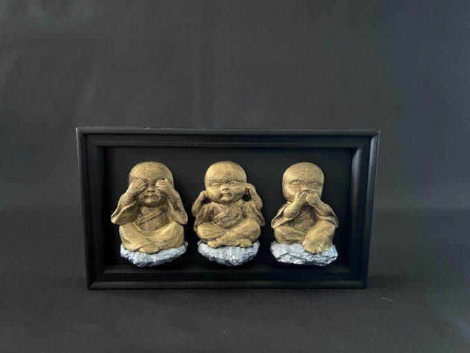  Cadre Buddha ne pas voir, dire, entendre