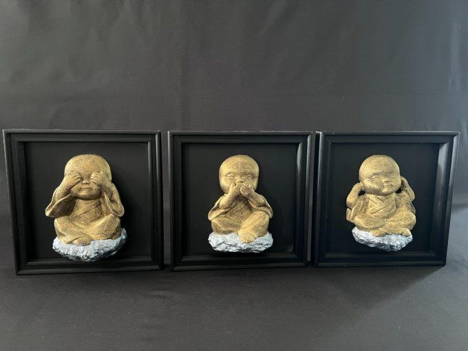 Cadre Buddha ne pas voir, dire, entendre (individuel)