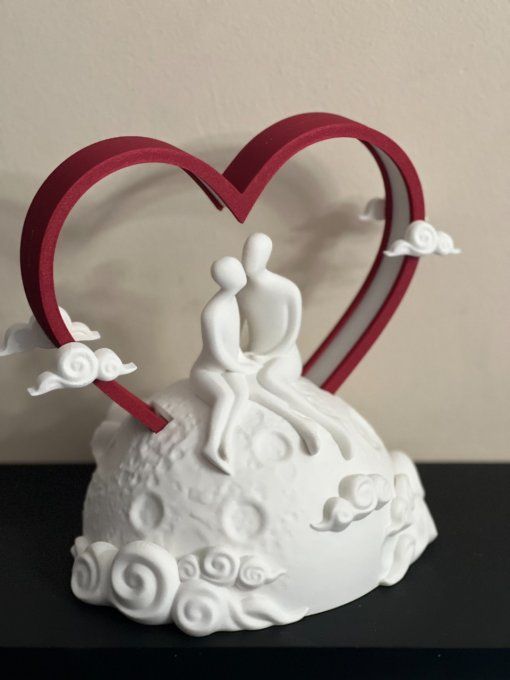 Lampe Décor Couple Lune Coeur