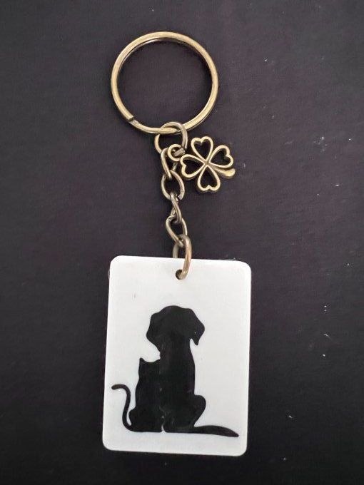 Porte clé, chat et chien côte à côte