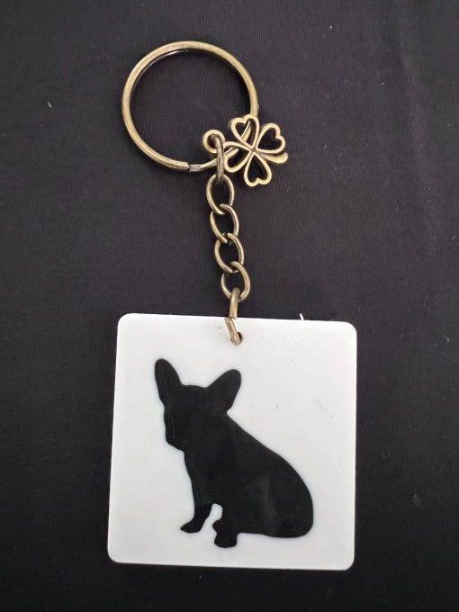 Porte clé Bulldog Français assis