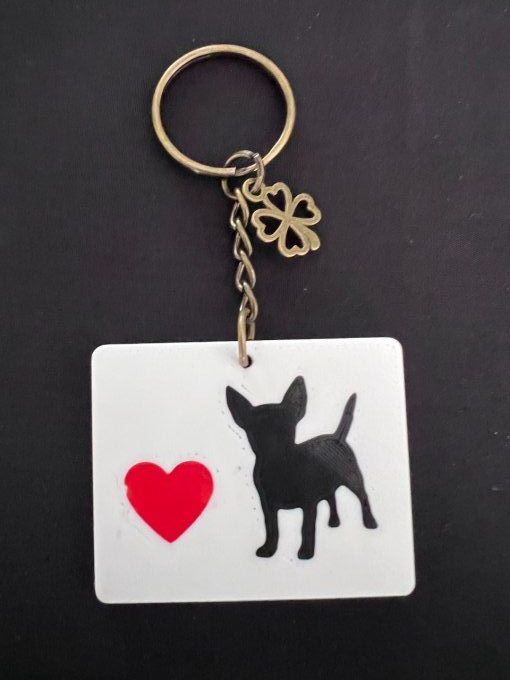 Porte clé chihuahua coeur
