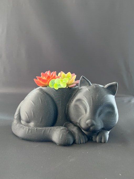 Chat "boule" - pot pour mini plante