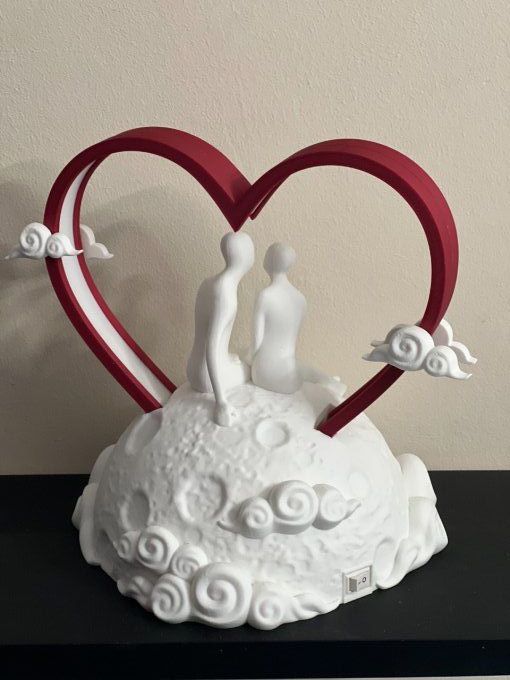 Lampe Décor Couple Lune Coeur